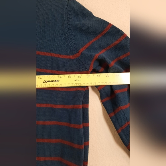 Lands End Cotton Striped Cardigan Pullover - Picture 3 of 5